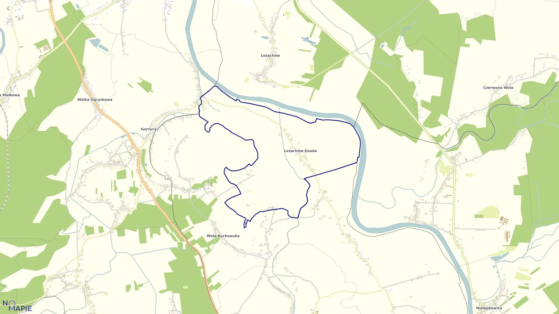 Mapa obrębu Leżachów Osada w gminie Jarosław