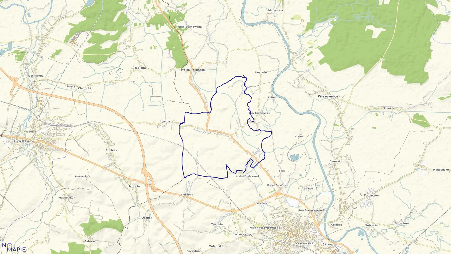 Mapa obrębu Pełkinie w gminie Jarosław