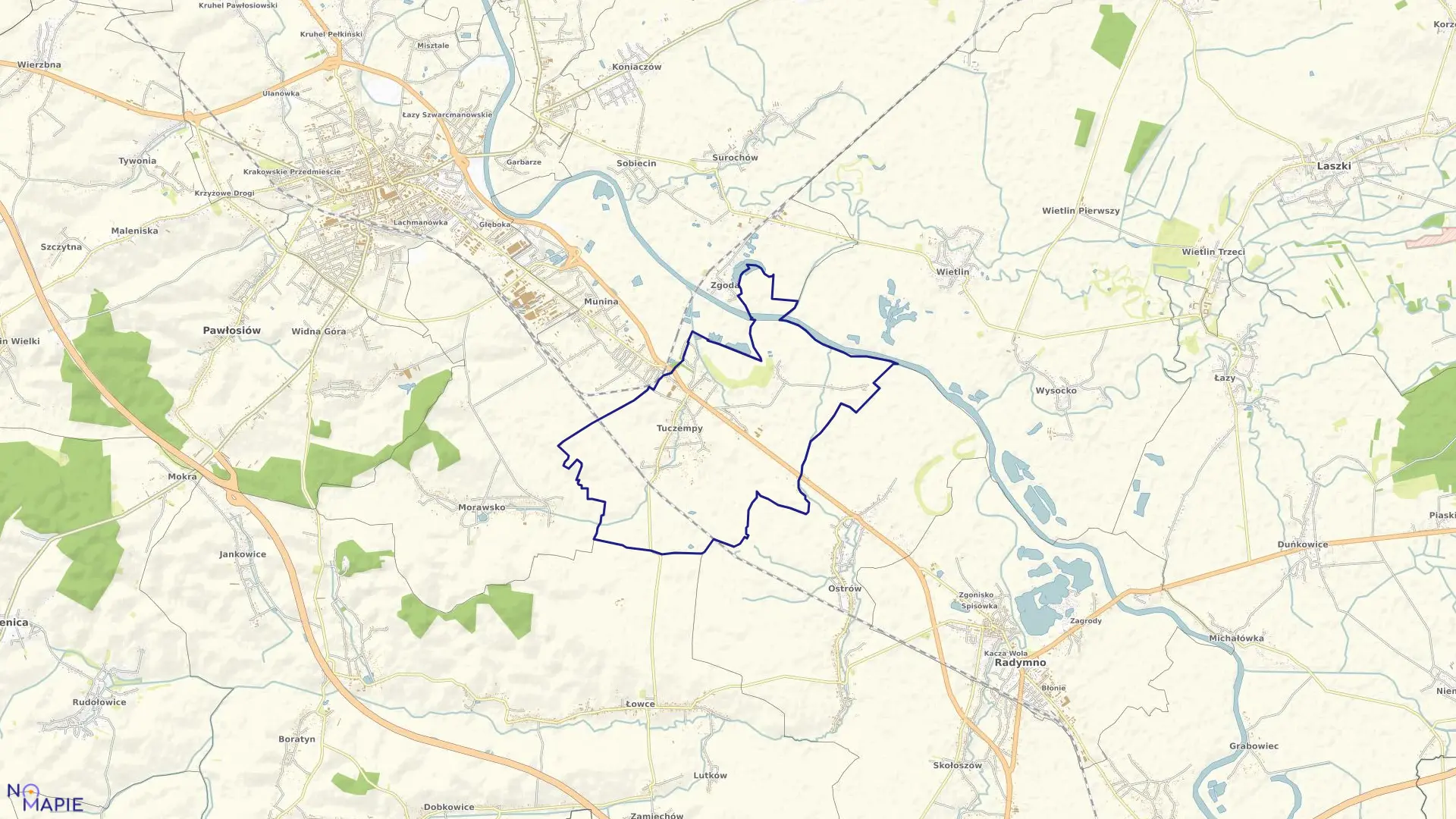 Mapa obrębu Tuczempy w gminie Jarosław