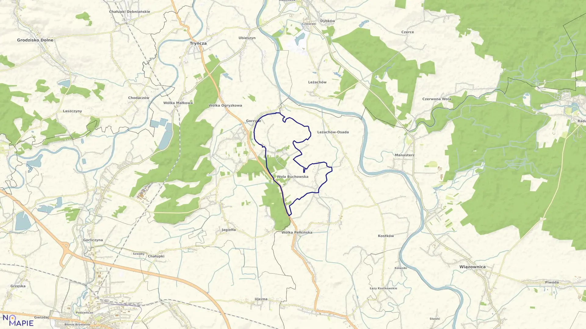 Mapa obrębu Wola Buchowska w gminie Jarosław