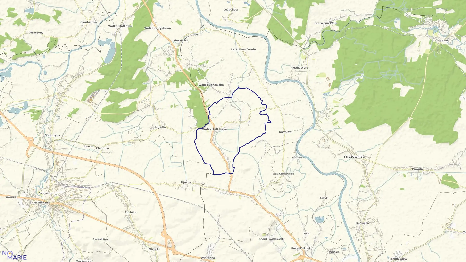 Mapa obrębu Wólka Pełkińska w gminie Jarosław