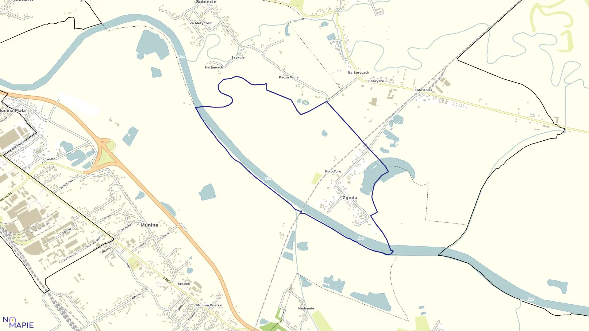 Mapa obrębu Zgoda w gminie Jarosław